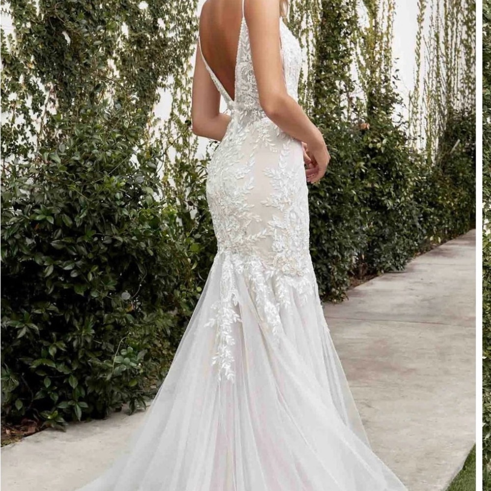 Elegant White Lace Appliqué Tulle Gown - Women Dresses - Picture 2 of 5